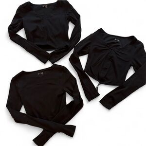 Set of 3 Long-sleeve Aerie Crop Tops (Bundle of 3)